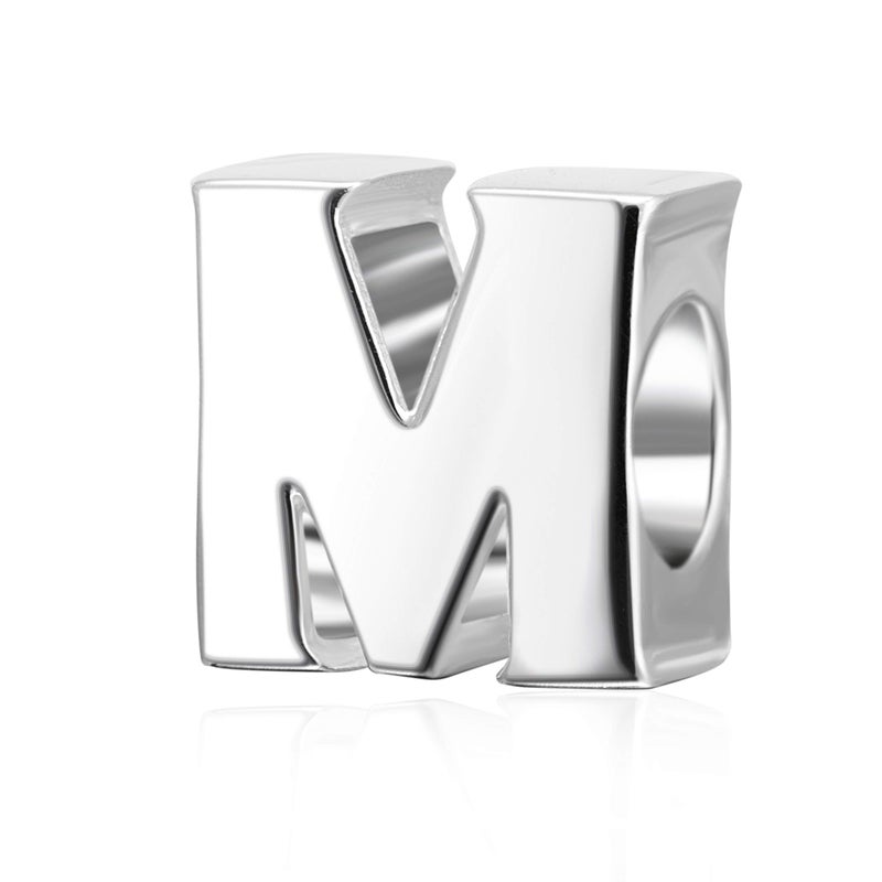 SOUKISS 925 Sterling Silver Initial A-z Charms fit Pandora Charms Bracelet Alphabet Letter Beads for Women Wife Mom Christmas Mother's day Valentine's Day gift(M) - Image 1